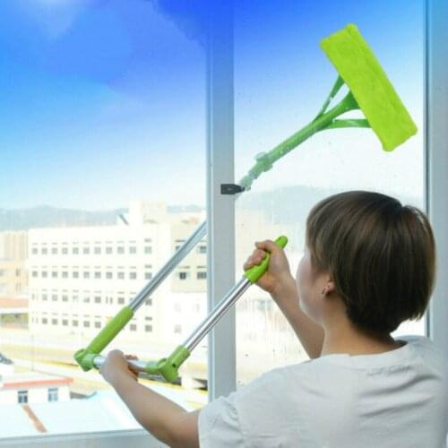 Window Cleaner High-rise Glass Cleaning Brush Squeegee Microfiber Extendable Rod Window Scrubber Wiper Household Cleaning Tools