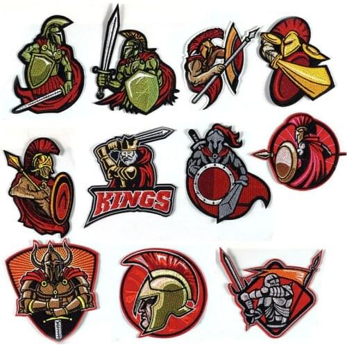 Sparta Gladiator Embroidered Patch Army Spartan Fighter Warrior Tactical Badge Embroidery Iron Sew On Patches for Clothing
