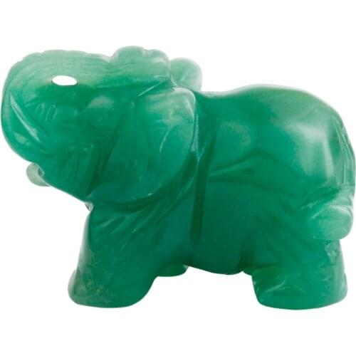 TUMBEELLUWA Green Aventurine Gem Stone Elephant Animal Healing Chakra Specimen Figurine 2