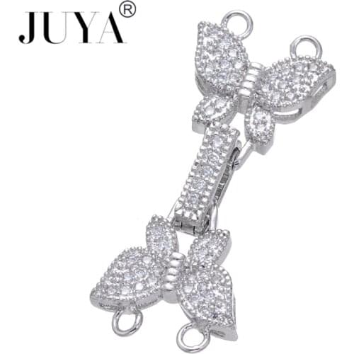 New Micro Pave CZ Stone Zircon Butterfly Clasps For 2 Rows Multi-Strand Pearl Necklace Bracelet Diy Jewelry Making Accessories