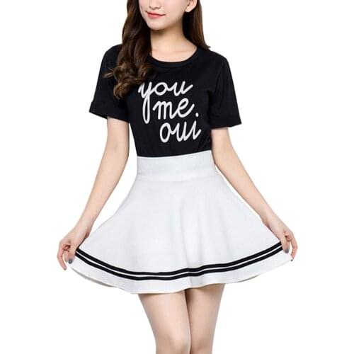 Woman skirts Fashion Solid Color High Waist skirts womens Stripe Pleated A Line Mini School Skirt pleated skirt mujer faldas