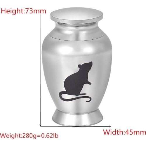 DSC-1235 Stainless Steel Funeral Ashes Keepsake Urn for Animal Ashes Holder,Mouse Engraved Small Cremation Urn/Jar for Memorial