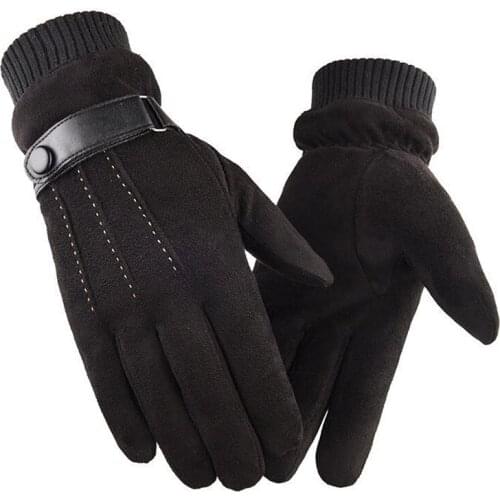 Winter Keep Warm Touch Screen Plus Velvet Inside Suede Mens Ski Gloves Fashion Simple Cold Protection Thicken Man Outdoor Sports