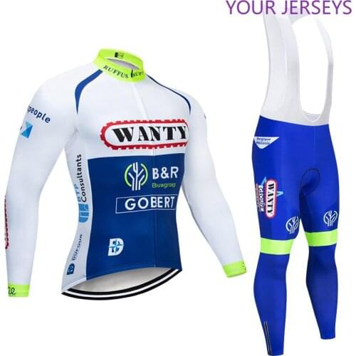 Winter TEAM 2020 WANTY Thermal Fleece Cycling JERSEY Bike Pants Set Mens 9D Pads Ropa Ciclismo Cycling Wear Maillot Culotte Set