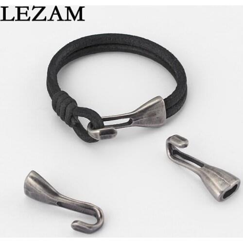 10pcs Fashion Clasp Jewelry Hook Clasp For Two Strand 4mm Round Leather Cord Diy Bracelet Jewelry Making Accessories