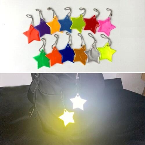10Pcs Child Safety Reflectors Keyrings Reflective Stars Safe Reflector Keychains