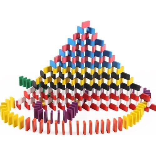 120/240/480pcs Children Color Sort Rainbow Wood Domino Blocks Kits Early Bright Dominoes Games Educational Toys For Kid Gift