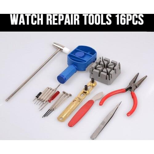16x Watch Repair Tool Kit Band Strap Link Remover Back Opener Screwdriver