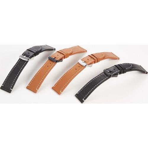 18MM 19MM 20MM 21MM 22MM Brand Watches Strap Lychee Pattern Watch Band Stainless Steel Pin Buckle Bands Genuine Leather Belt