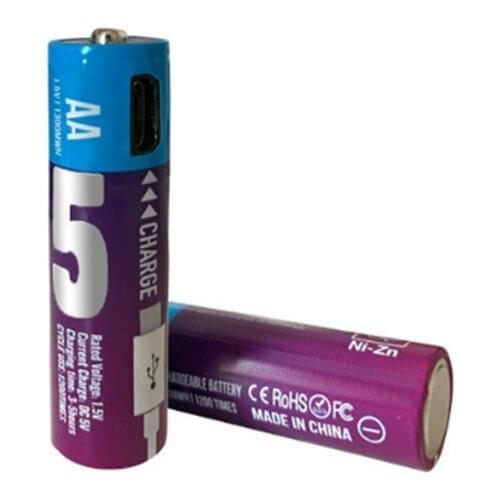 2pcs/lot New 1.5V AA rechargeable battery 1300mwh USB Ni-Zn rechargeable battery wireless microphone nickel zinc battery