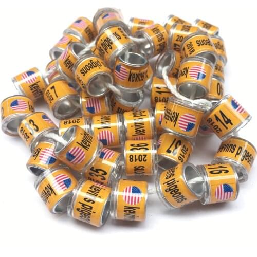 2022 customized racing pigeons homers rollers plastic with silver aluminum core rings pigeon bands with name phone year logo pic