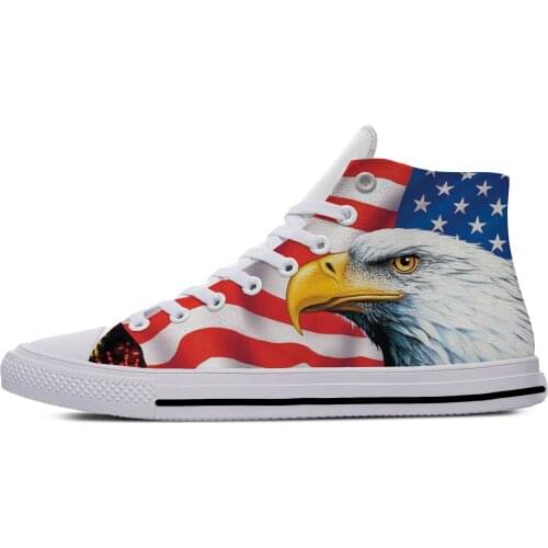 2021 USA American Flag Eagle Hot Fashion Classic Casual Cloth Shoes High Top Lightweight Breathable 3D Print Men women Sneakers