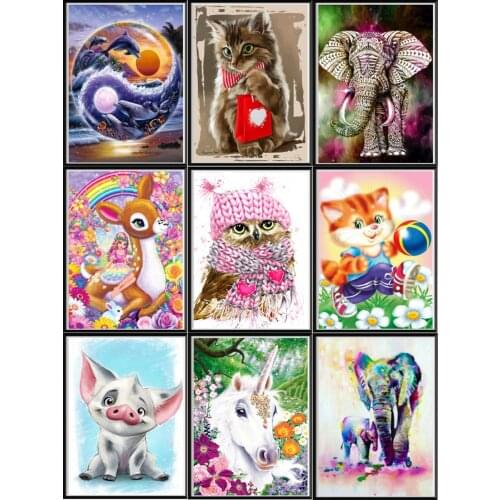 5d Diy Diamond Painting Animal Embroidery Cross Stitch Mosaic Home Decor Sticker Handmade Round Diamond Crafts