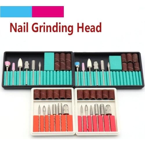 6pcs Metal Grinding Head +6pcs Emery Sanding Bands With Drum Electric Manicure Drill Bits Tools For Nail Art Rotary Machine