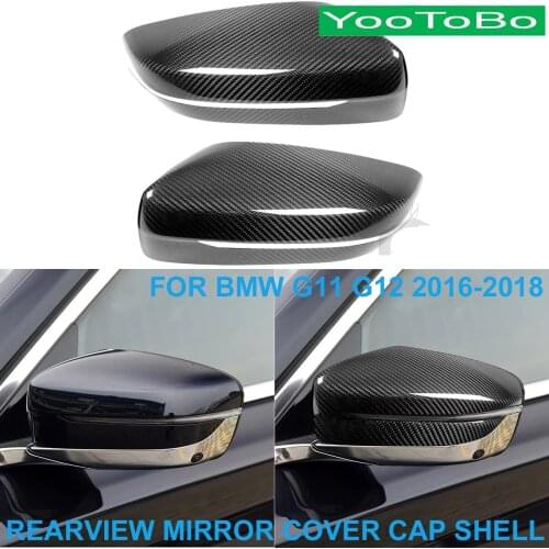 LHD RHD Car Styling Real Dry Carbon Fiber Rearview Rear Side Mirror Cover Cap Shell Trim Sticker For BMW G11 G12 740i 750i 16-18