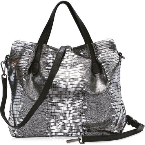 Genuine Leather handbags head layer cowhide Lizard grain women handbags fashion Portable shoulder messenger bags Composite bag