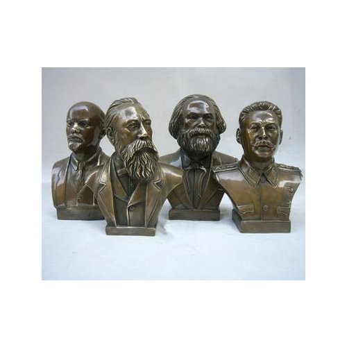 Decorated Old Bronze Carved Lenin statue, Stalin Marx sculpture ,Engels Memorial Sculpture Antique crafts Copper sculpture home