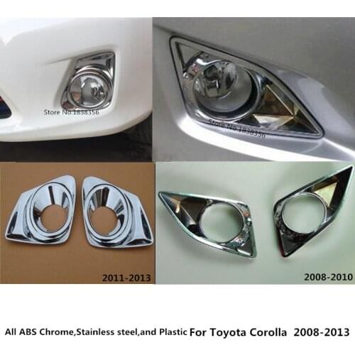 Car Body Cover Detector ABS Chrome Front Fog Light Lamp Trim Frame 2pcs For Toyota Corolla Altis 2008 2009 2010 2011 2012 2013