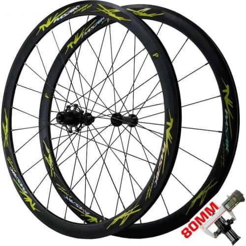 Road Bike 700C Bicycle Wheel Set 40MM Aluminum Alloy Rim C/V Brake Front 2 Rear 4 Bearing Straight Pull Racing Wheelset