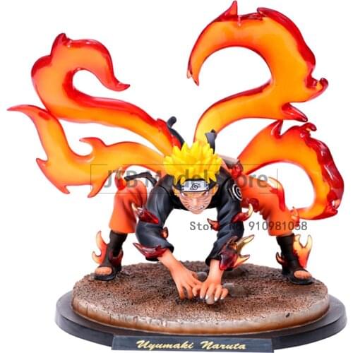 Naruto Shippuden Action Figure Anime Model GK Kyuubi Uzumaki Naruto Figma 8 Inch Statue ABS Kurama Mode Collectible Toys For Kid