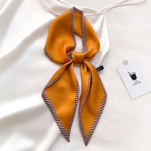 KOI LEAPING Aesthetic fashion Houndstooth printing long silk scarf female decorative scarf headband tie wrist strap bag belt