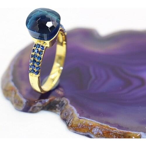 2021 Fashion Candy Style Ring Of 4 Colours Choose Crystal With Blue Zircon Gold Plated Rings For Friends Best Festival Gift