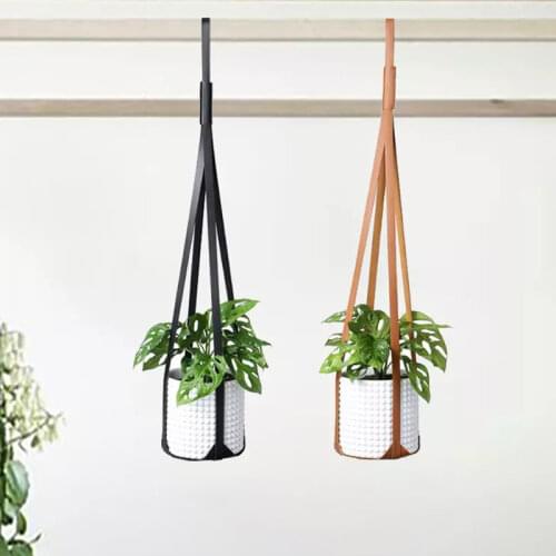 Indoor Planter Hanging Baskets Flower Pots Holder Leather Hanging Plant Hanger Durable Bottom Plant Flowerpot Rack Balcony Decor