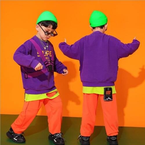 Kids Hip Hop Stage Outfits Hoodie Tops Streetwear Running Jogger Pants For Singers Girls Boy Jazz Dance Costume Rave Clothes