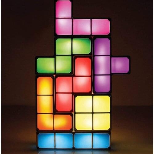 Puzzle Lamp,7 Colors Induction Interlocking Lighting Blocks Led Cube,Great Gift Stem Light for Teens Christmas Gift