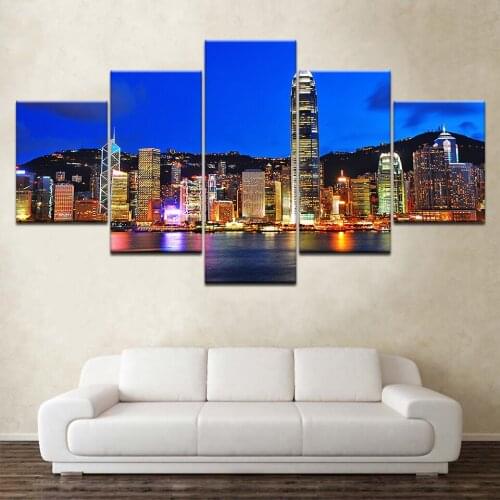 The fashion modern beautiful cityscape 5 piece Wallpapers modern Modular Poster art Canvas painting for Living Room Home Decor