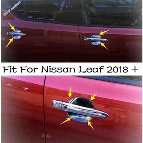 Lapetus Outside Door Handle Bowl Catch Frame Cover Trim 4 Pcs Fit For Nissan Leaf 2018 - 2021 ABS Accessories Exterior Refit Kit