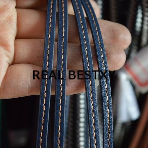REAL BESTXY 5m/lot 5*2mm blue leather cords with sewing threads leather ropes for bracelets making necklace leather cords