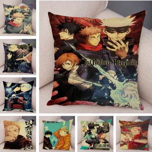 Jujutsu Kaisen Cushion Cover for Sofa Home Children Room Decor Cartoon Japanese Anime Print Pillow Case Soft Plush Pillowcase