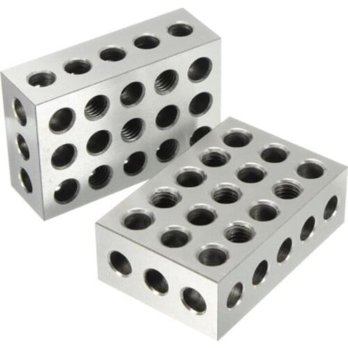 New 2Pcs 25x50x75mm Hardened Steel Blocks 23 Holes Parallel Clamping Block Lathe Tools Precision 0.005mm for Machine Tool