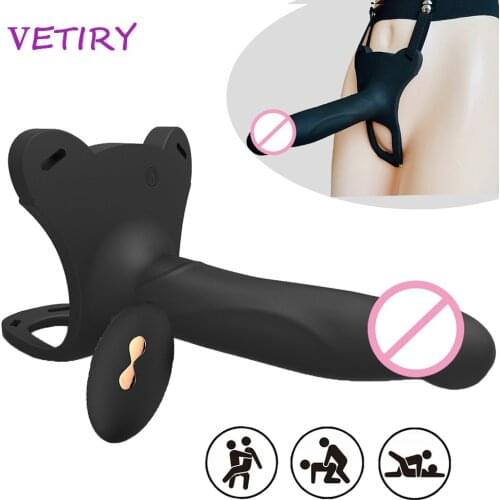 Penis Wearing Panties Vibrator Wearable Hollow Dildos Penis Enlargement Enlarger for Men Sex Toys Strap On Dildo Remote Control