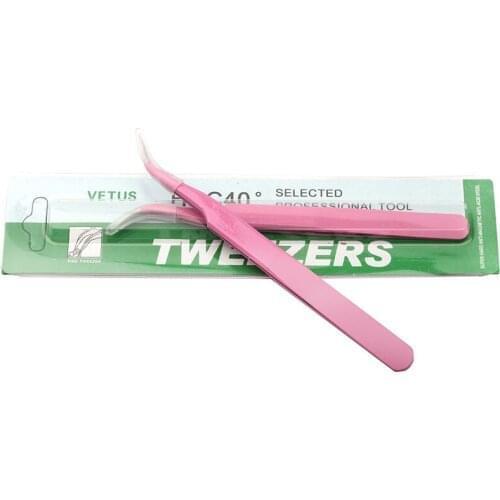 Eyelash tweezers Stainless Steel Pink Curved Eyelash Extension Tweezers High quality volume lash tweezers Makeup Tools
