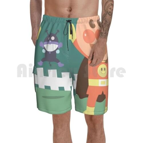 Anpanman Beach Shorts Men Beach Pants Swim Trunks Anpanman Cartoon Anime Vector Childhood