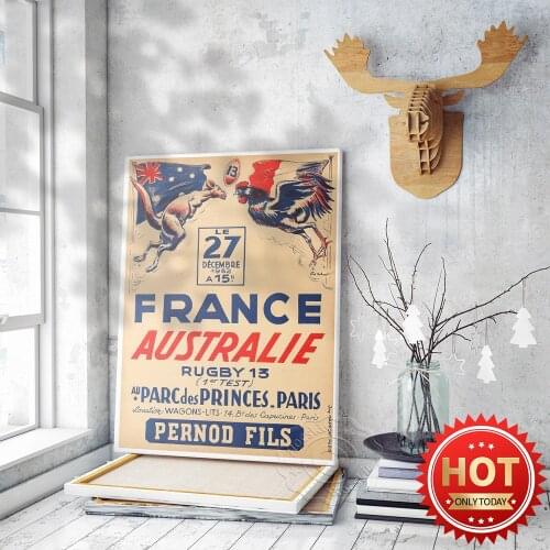 Spotrs Rugby Prints Poster, Retro Print Art, Rugby Match Wall Art, Kangaroo Rooster Vintage Art, Sports Competition Poster
