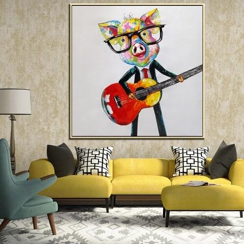 Hand Painted Oil Painting On Canvas Modern Abstract Animal Cartoon Posters Wall Art Pictures Kids Room Bedroom Decoration Mural