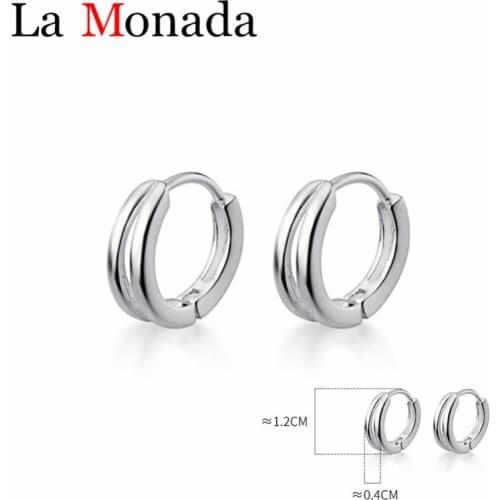925 Sterling Silver Glossy Double Two Layers Small Hoop Earrings Trendy 925 Silver Jewelry For Women Lady Girls