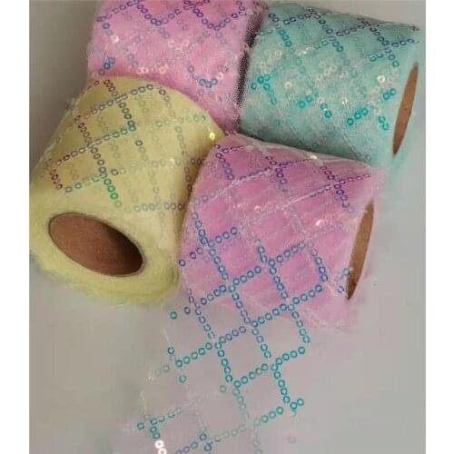 Symphony Sequins Tulle Spool Fabric Organza for Bow Hairpin Material Baby Shower Wedding Decorations DIY Craft Handmade Supplies