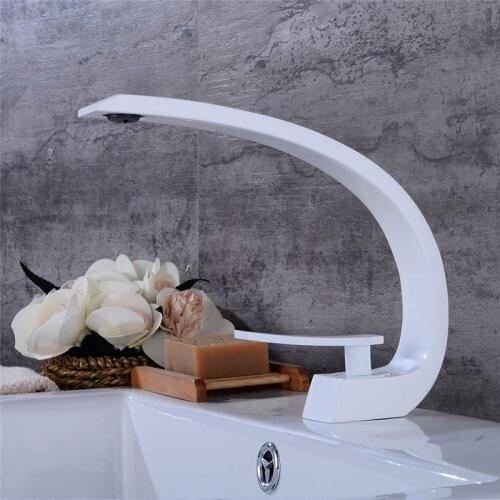 Bathroom Basin faucet Solid Brass Sink Mixer Tap Hot and Cold Lavatory White Baking Faucet Bathroom Crane Water Tap Torneira