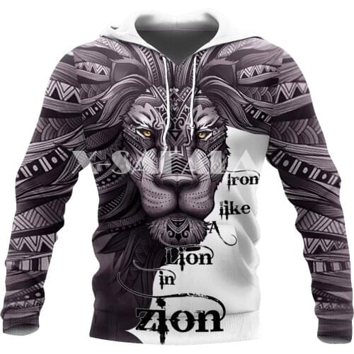 Iron Lion Zion 3D Full Print Size Hoodie Man Women Harajuku Outwear Zipper Pullover Sweatshirt Unisex-1