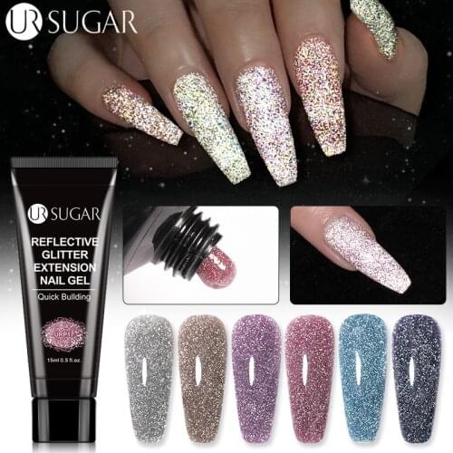 UR SUGAR 15ML Reflective Glitter Extension Nail Gel Polish Quick Building Varnish Acrylic Builder UV Nail Gel All for