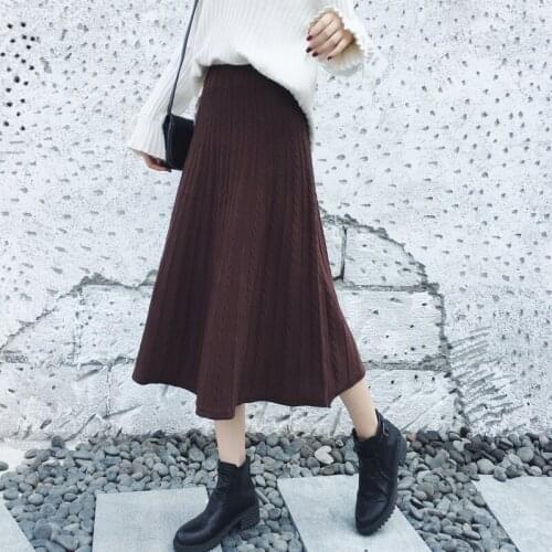 2021 New Skirt High Quality Womens Winter Skirt High Waist Elastic Womens Casual Vintage Elegant Medium Fashion Skirts