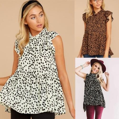 2020 Summer Women Blouses Casual O Neck Butterfly Sleeve Shirts Sexy Leopard Print Ruffle White Tops Casual Loose Blouses Female