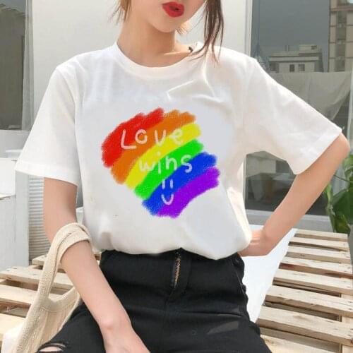 Lgbt t-shirt Love Wins Women T Shirt print gay love is love women rainbow top t-shirt kawaii Streetwear femme Top Tees