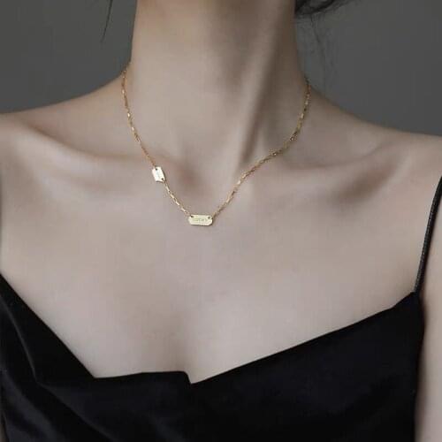 LUCKY Vintage Gold Plated 925 Sterling Silver Necklace For Women Girls Korean Fashion Clavicle Chain Jewelry