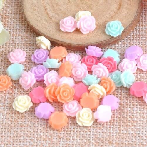 100PCS candy color flower Resin beads Scrapbook Craft 6mm DIY buttons phone decor Headwear accessories No Hole CP1482