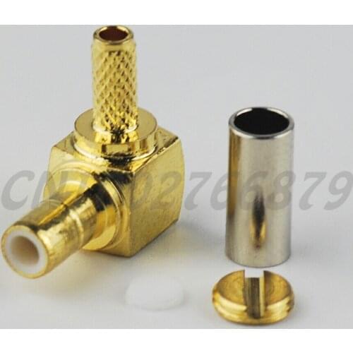 100pcs RF electrical wire coaxial cable terminal connector SMB Crimp Plug male Right Angle connector for RG316 RG174LMR100